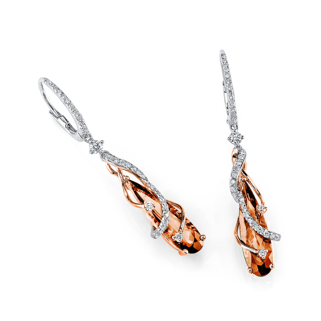 Morganite & Diamond Dangle Earrings