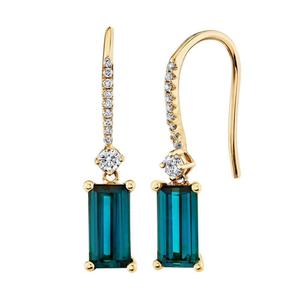 Blue-Green Tourmaline Dangle Earrings