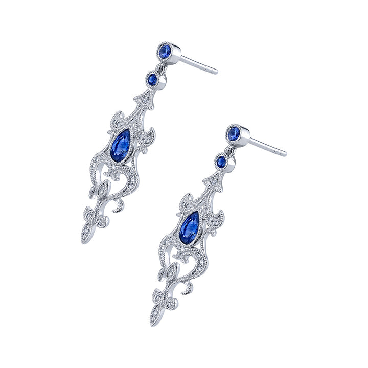 Blue Sapphire & Diamond Earrings