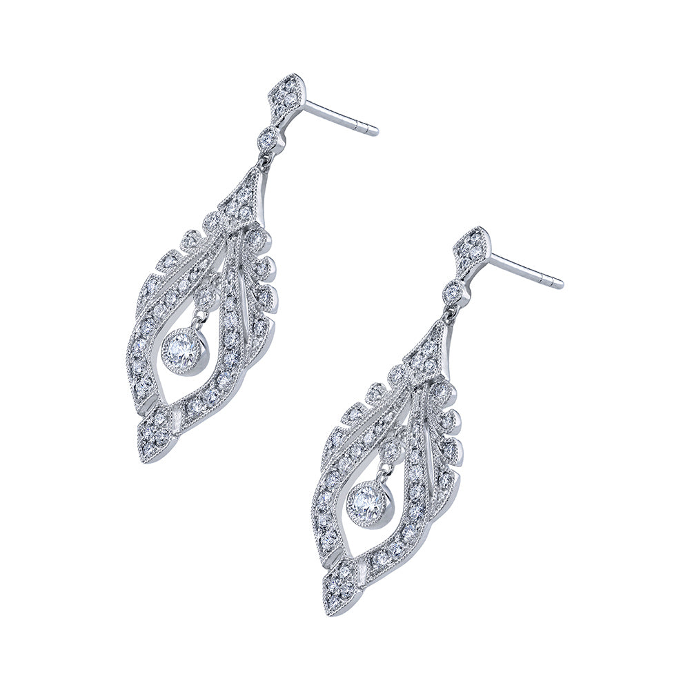 Diamond Milgrain Dangle Earrings