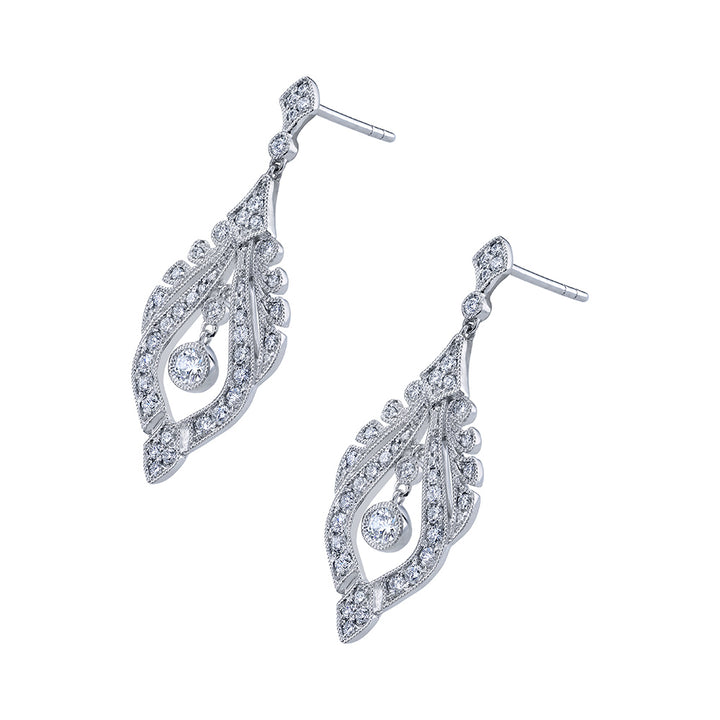 Diamond Milgrain Dangle Earrings