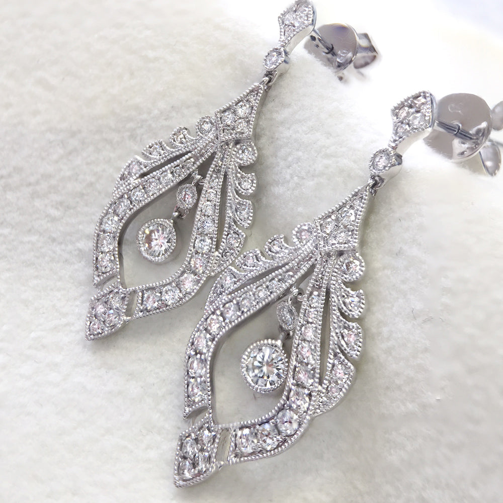 Diamond Milgrain Dangle Earrings