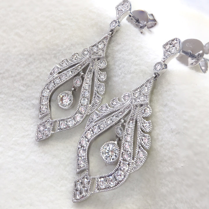 Diamond Milgrain Dangle Earrings