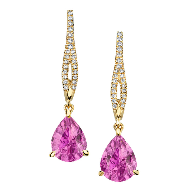Pink Sapphire & Diamond Dangle Earrings