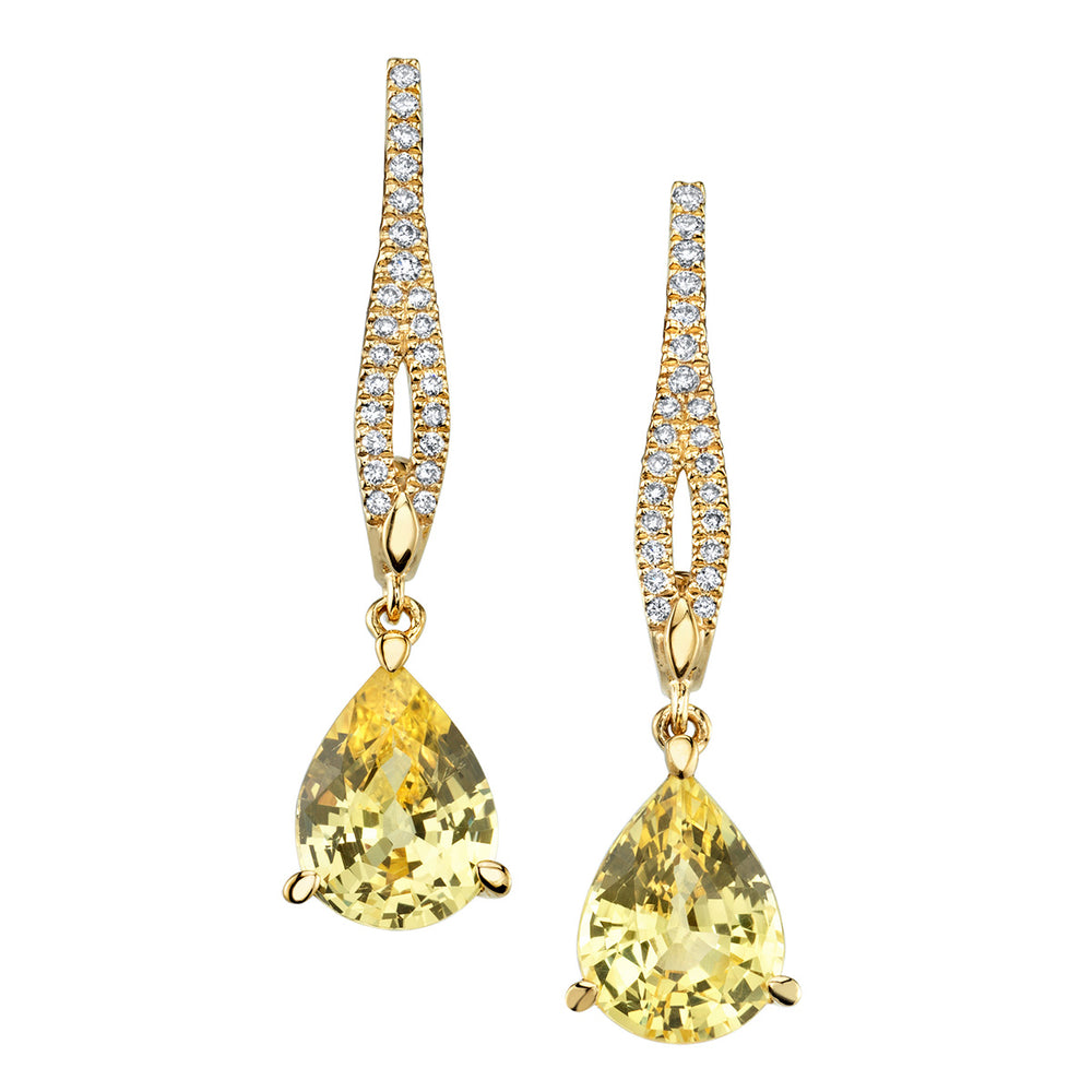 Yellow Sapphire & Diamond Dangle Earrings