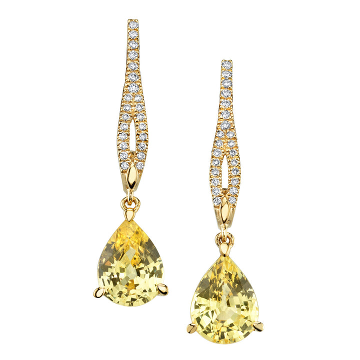 Yellow Sapphire & Diamond Dangle Earrings