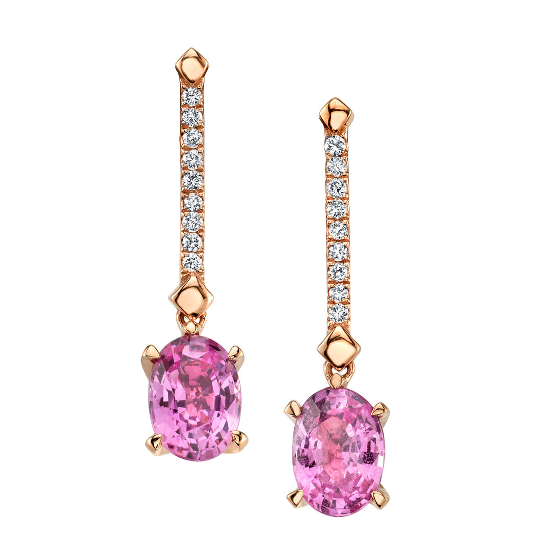 Pink Sapphire & Diamond Dangle Earrings