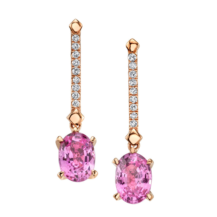 Pink Sapphire & Diamond Dangle Earrings