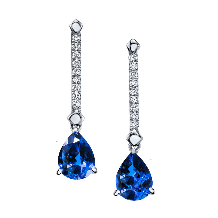 Blue Sapphire & Diamond Dangle Earrings