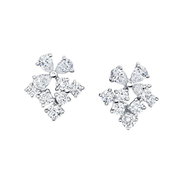 Pear-Shaped & Round Diamond Earrings
