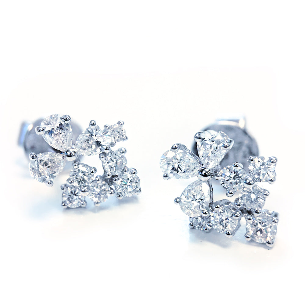 Pear-Shaped & Round Diamond Earrings