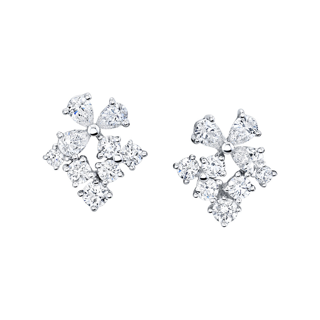Pear-Shaped & Round Diamond Earrings