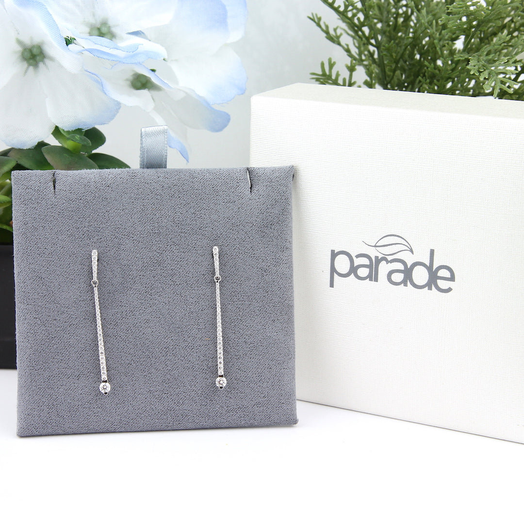 Round Diamond Bar Dangle Earrings