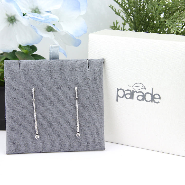 Round Diamond Bar Dangle Earrings