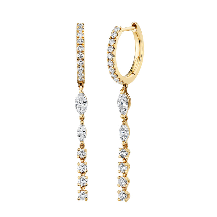 Marquise & Round Diamond Hoop Earrings