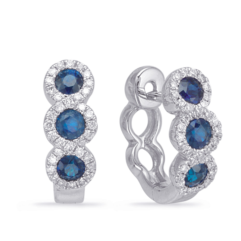 White Gold Sapphire & Diamond Huggie Ear