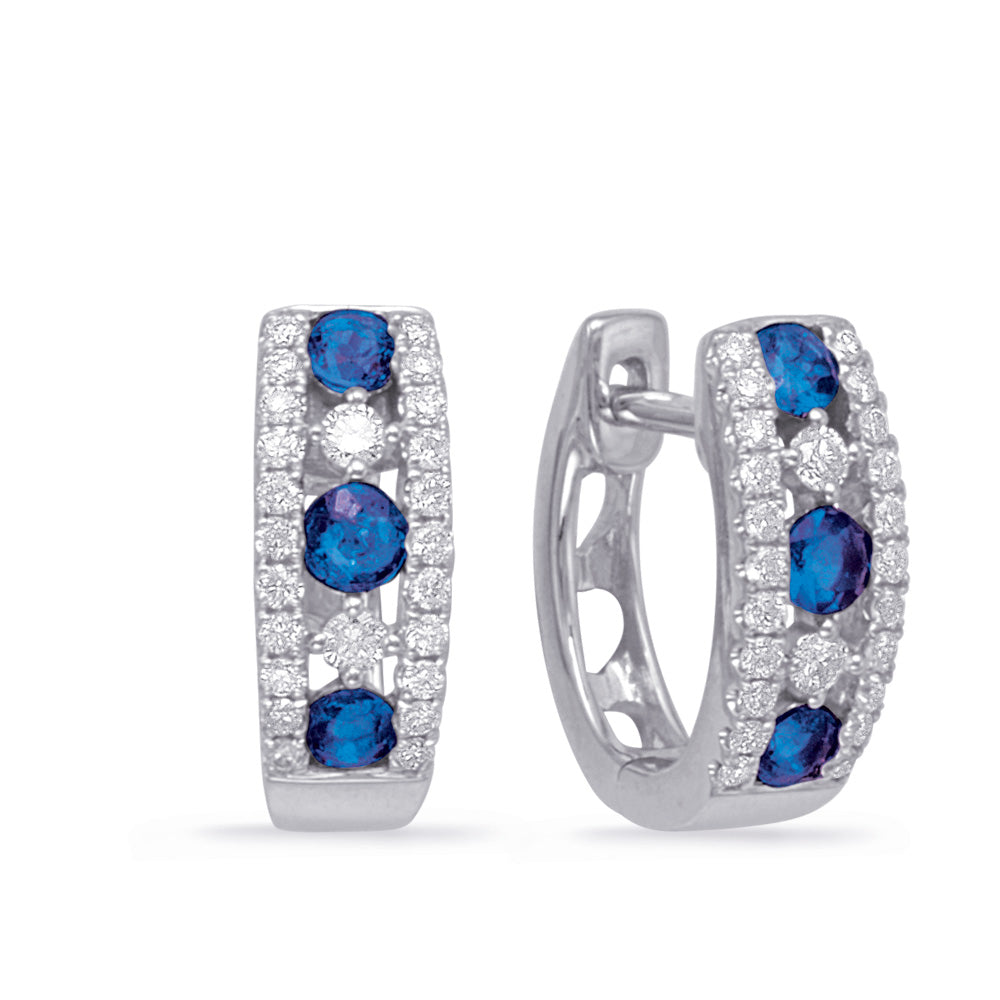 White Gold Sapphire & Diamond Earring