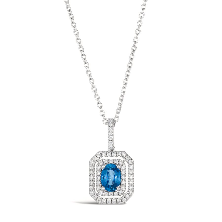 95% PLATINUM  GOLD DIAMOND CEYLON SAPPHIRE PENDANT