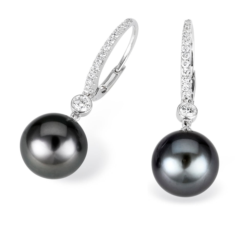 Peacock Pearl Dangle Hoop Earrings