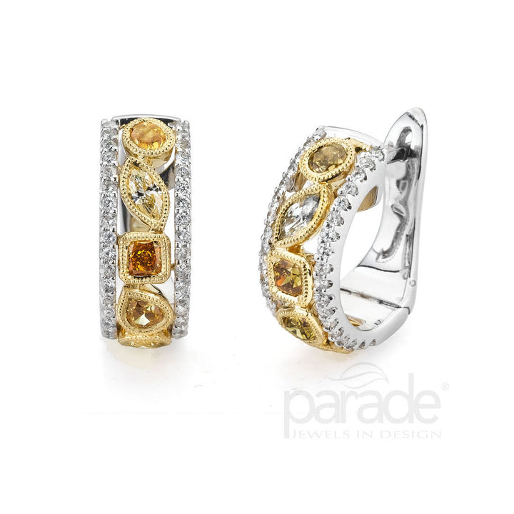Fancy Color Diamond Hoop Earrings