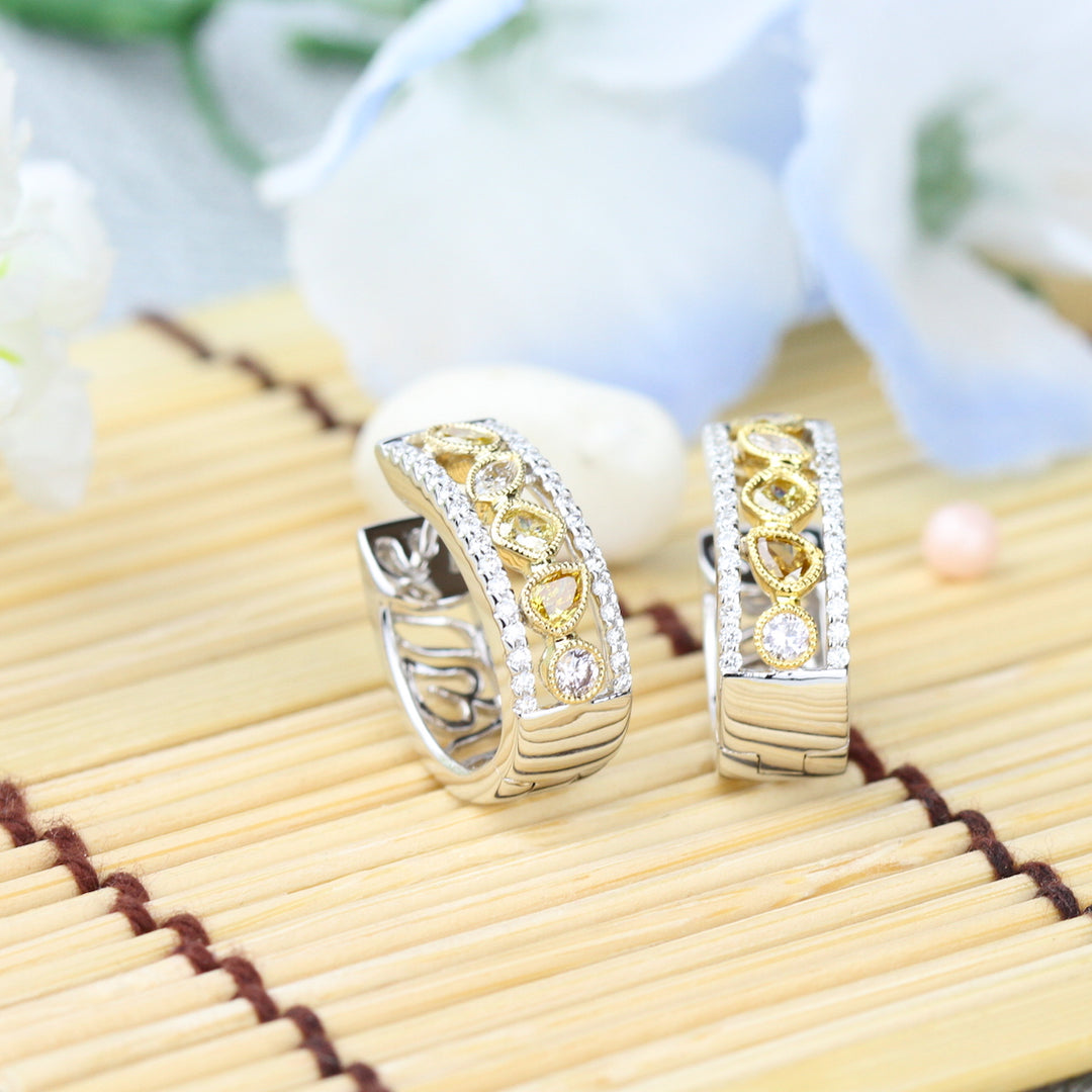 Fancy Color Diamond Hoop Earrings