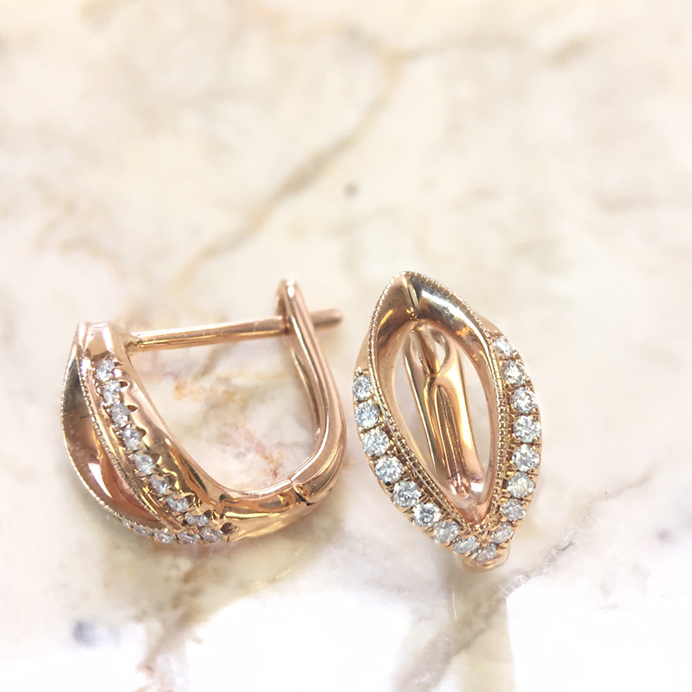 Diamond Milgrain Hoop Earrings