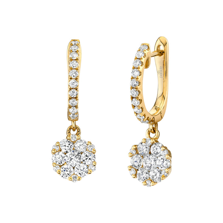 Diamond Cluster Hoop Earrings