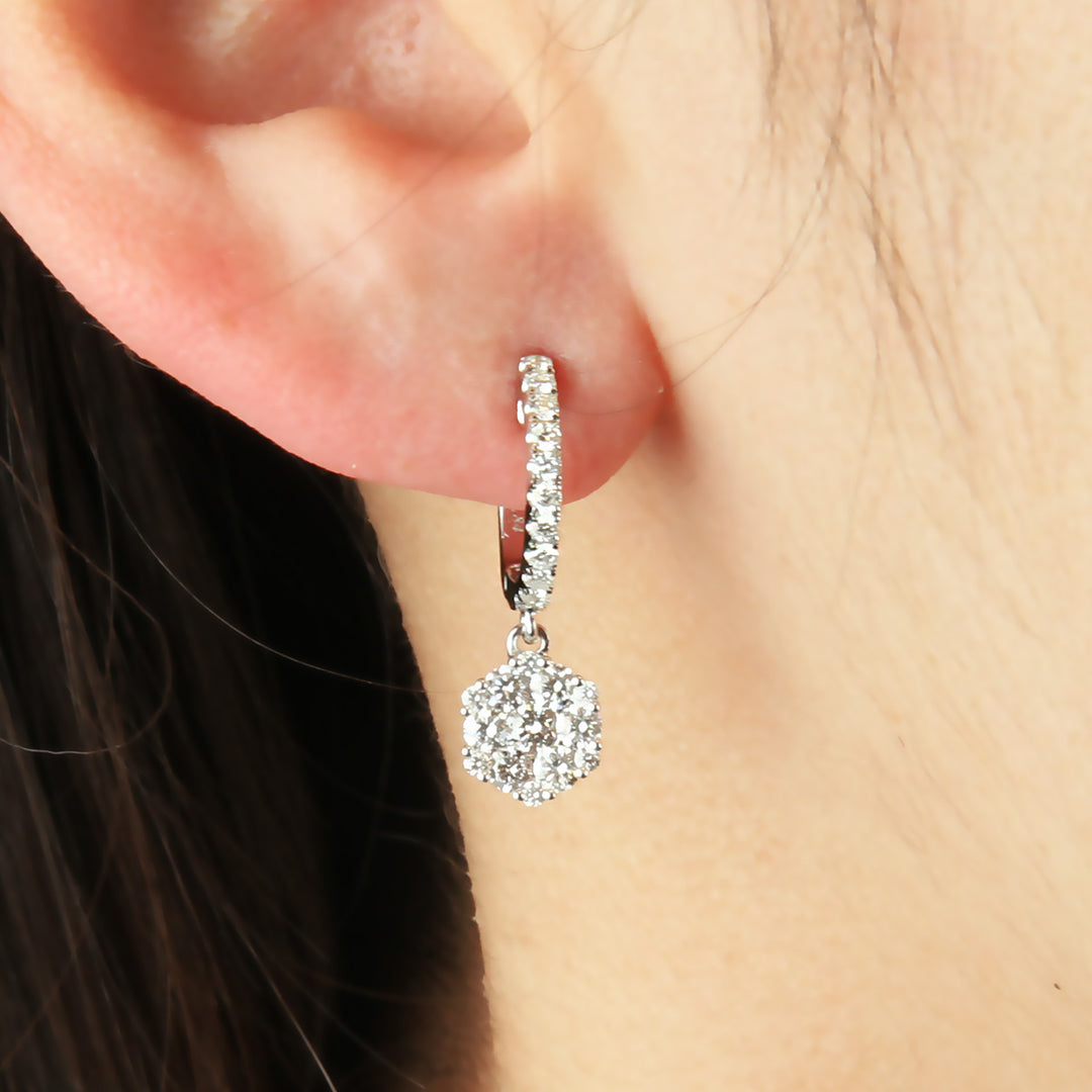 Diamond Cluster Hoop Earrings