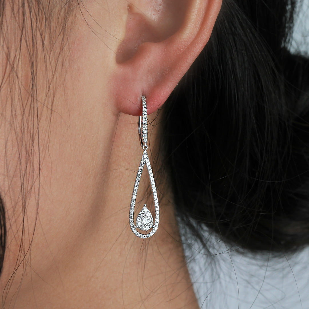 Teardrop Diamond Dangle Earrings