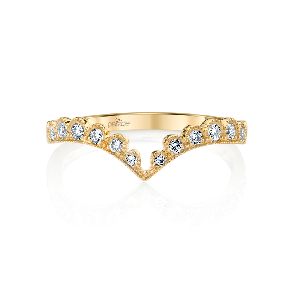 Round Diamond Milgrain Wedding Band