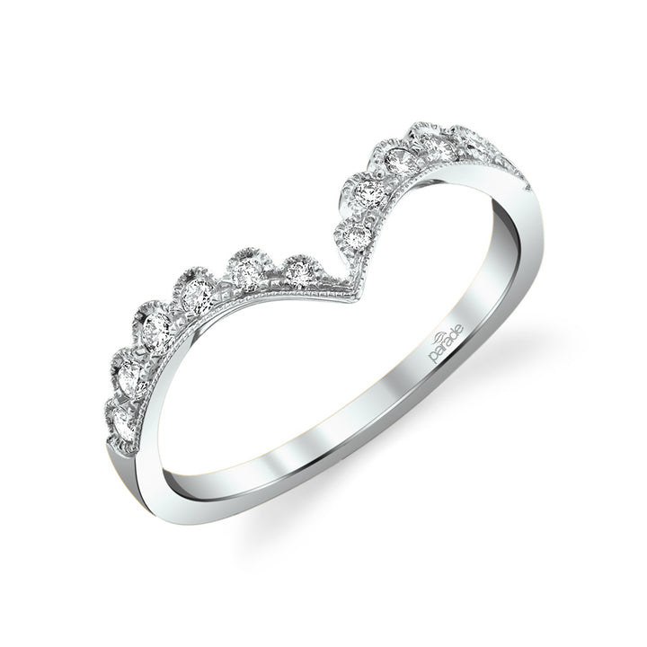 Round Diamond Milgrain Wedding Band