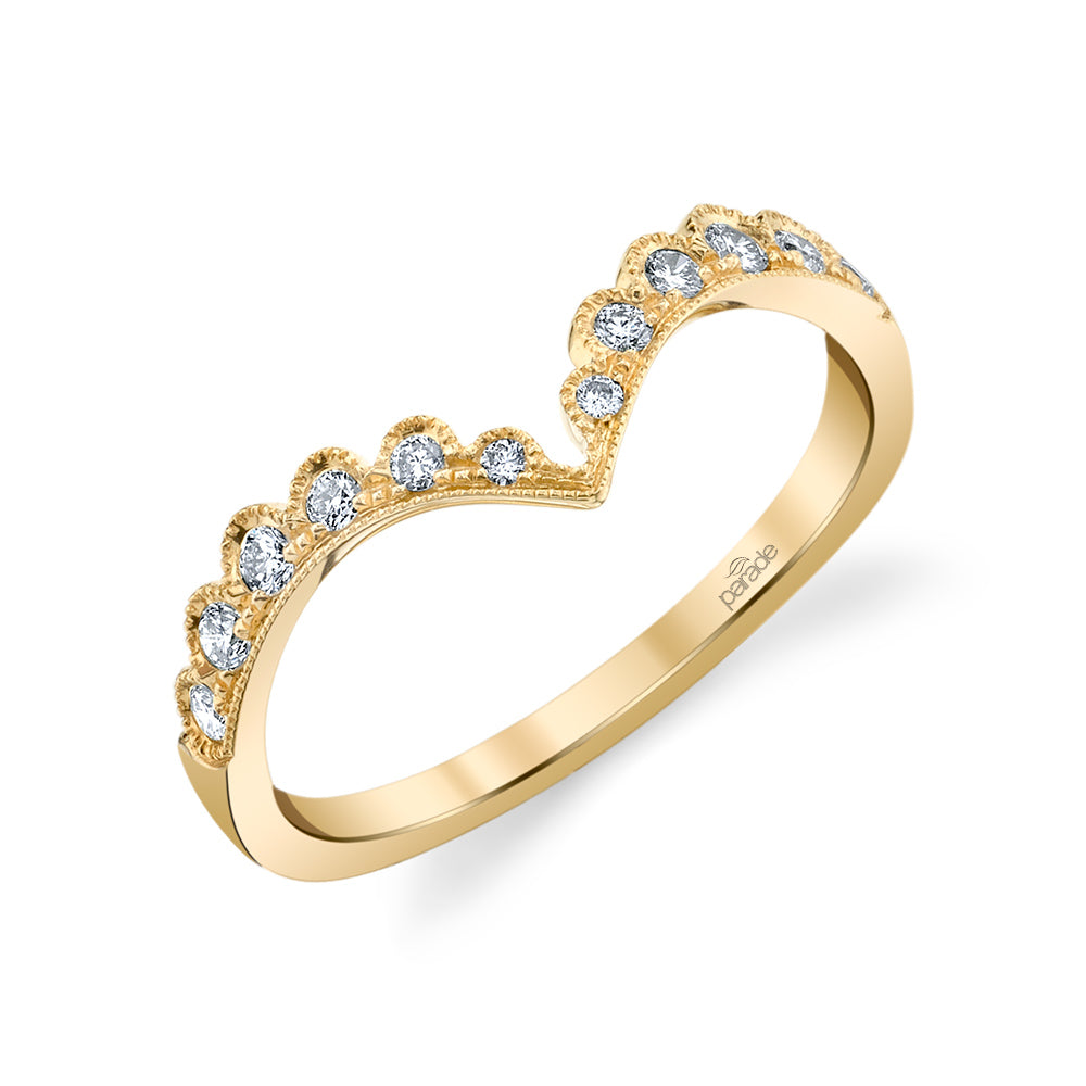 Round Diamond Milgrain Wedding Band