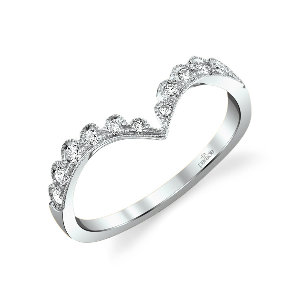 Round Diamond Milgrain Wedding Band