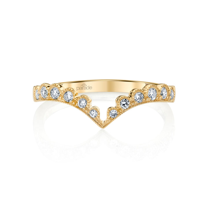 Round Diamond Milgrain Wedding Band