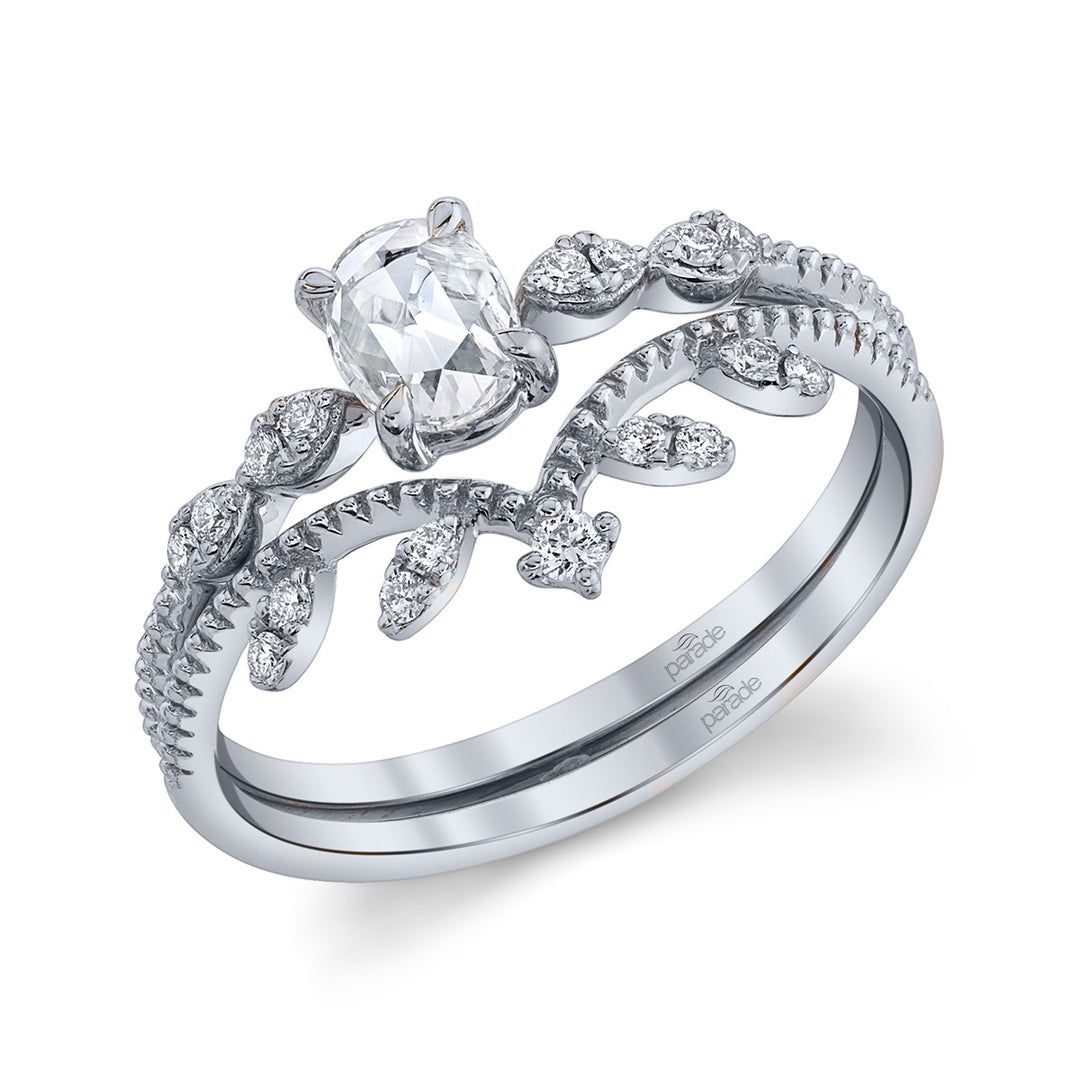 Rose-Cut Diamond Curved Wedding Band