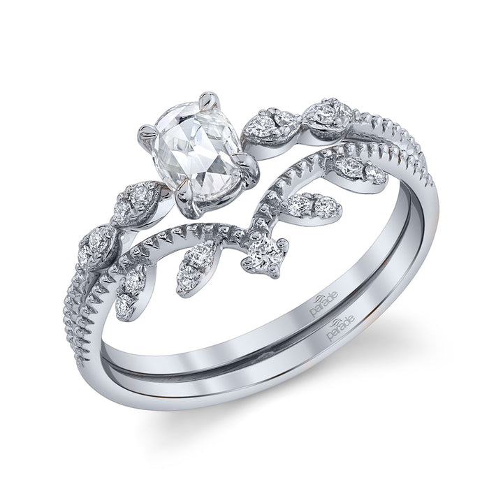 Rose-Cut Diamond Curved Wedding Band