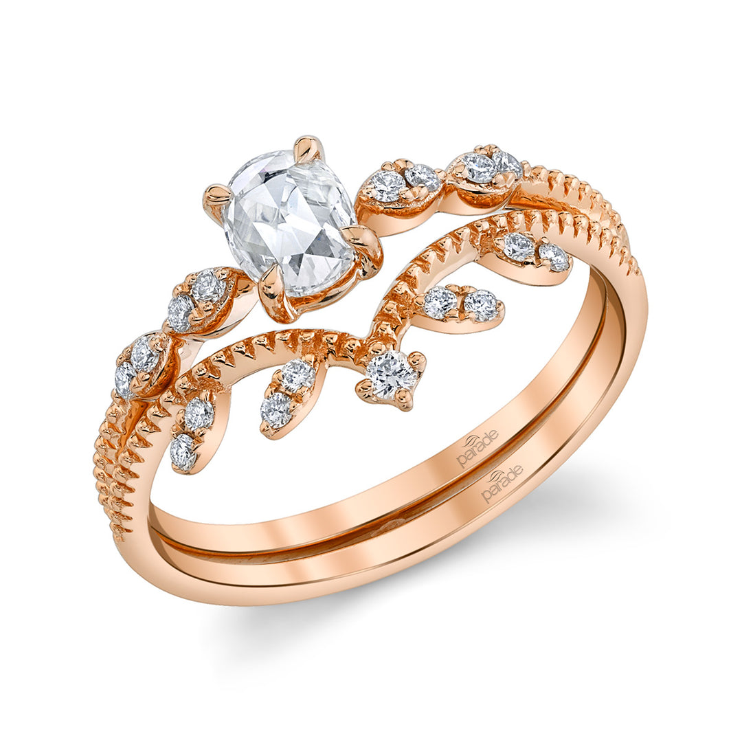 Rose-Cut Diamond Curved Wedding Band