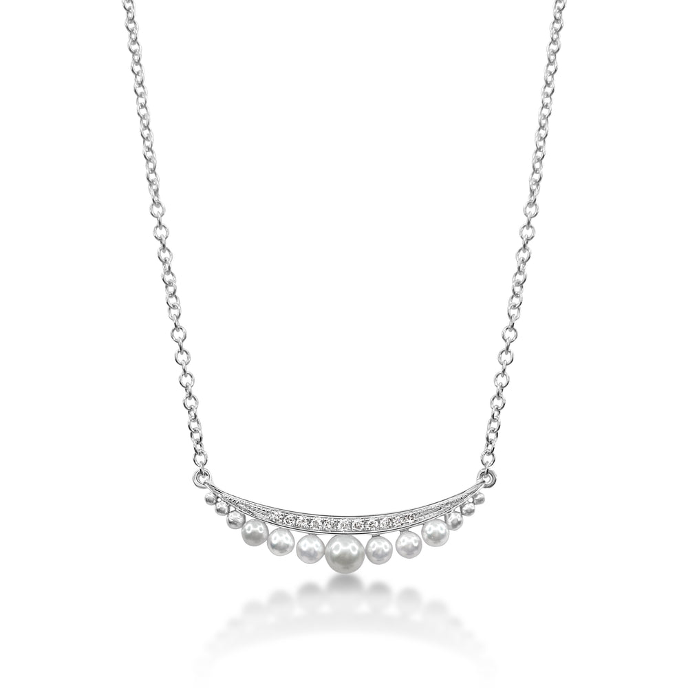 Pearl & Diamond Bar Necklace