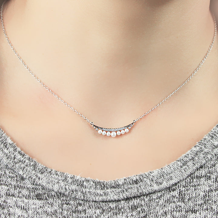 Pearl & Diamond Bar Necklace