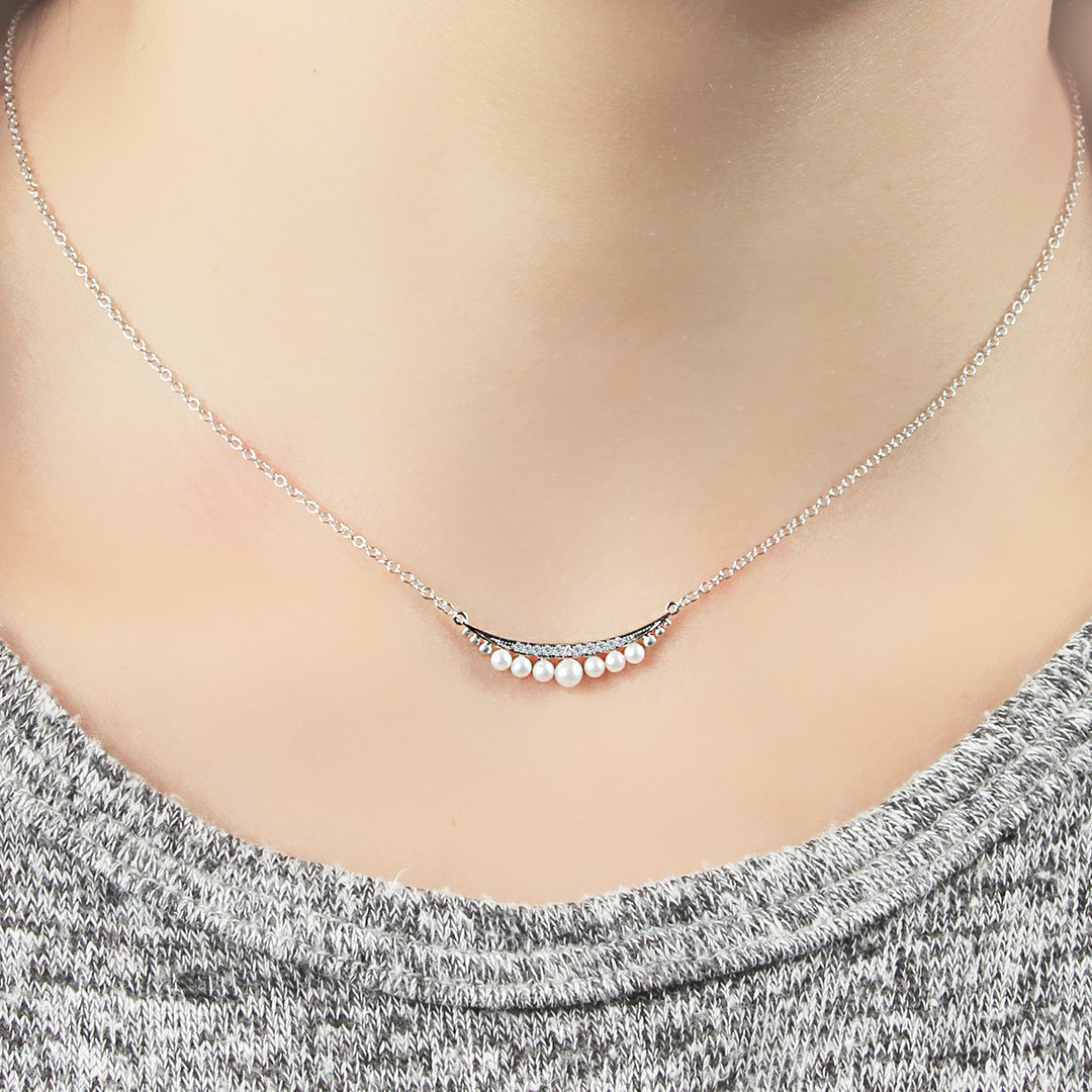 Pearl & Diamond Bar Necklace