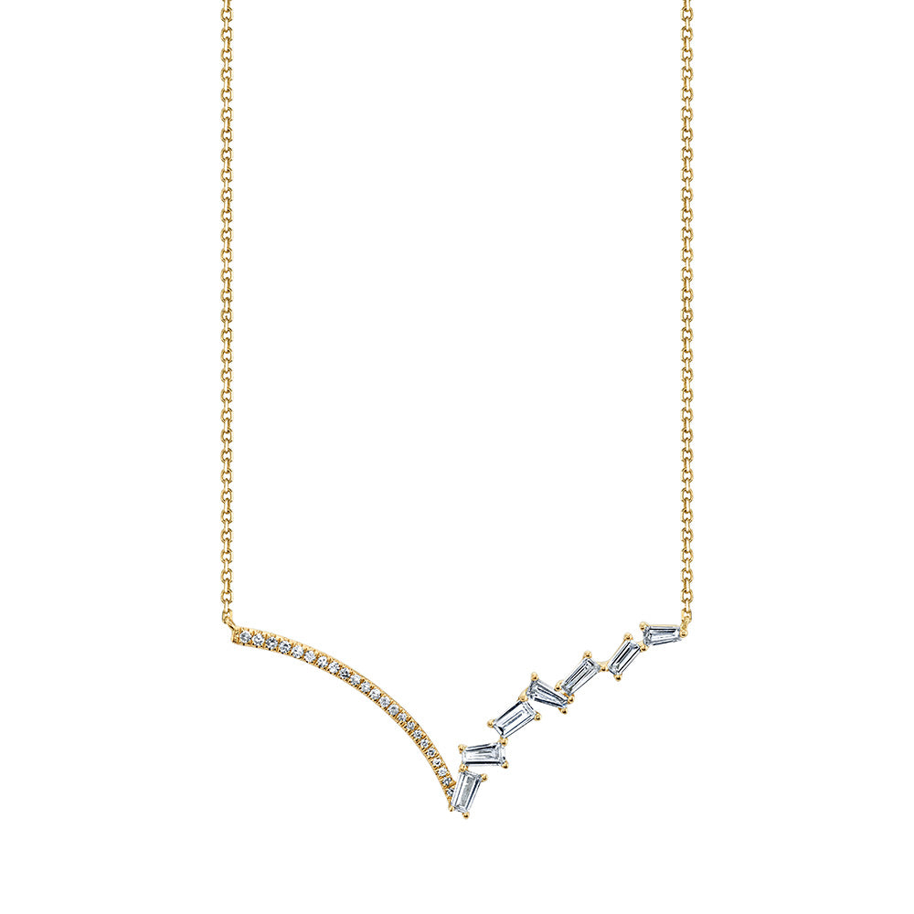 Round & Baguette Diamond Necklace