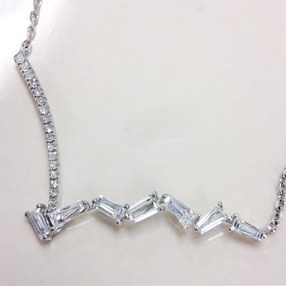 Round & Baguette Diamond Necklace