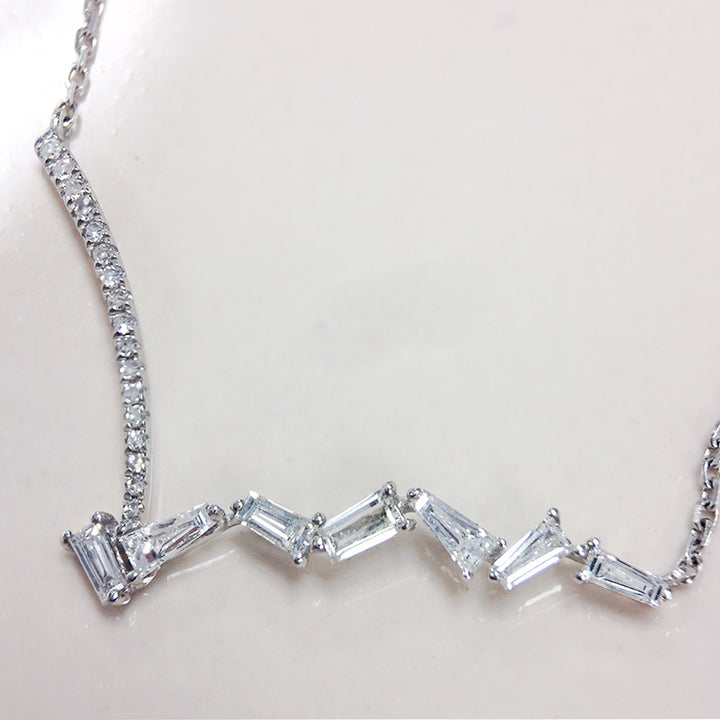 Round & Baguette Diamond Necklace