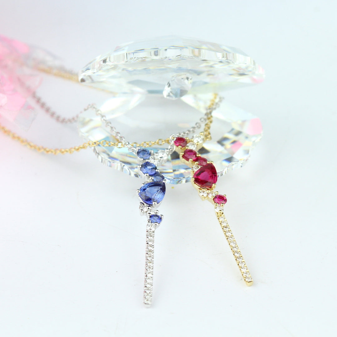 Ruby & Diamond Bar Necklace