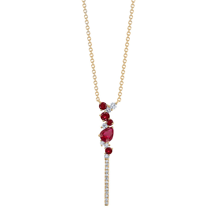 Ruby & Diamond Bar Necklace