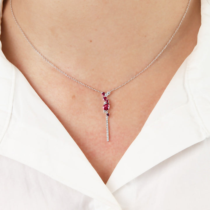 Ruby & Diamond Bar Necklace