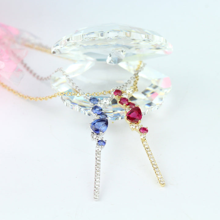 Ruby & Diamond Bar Necklace