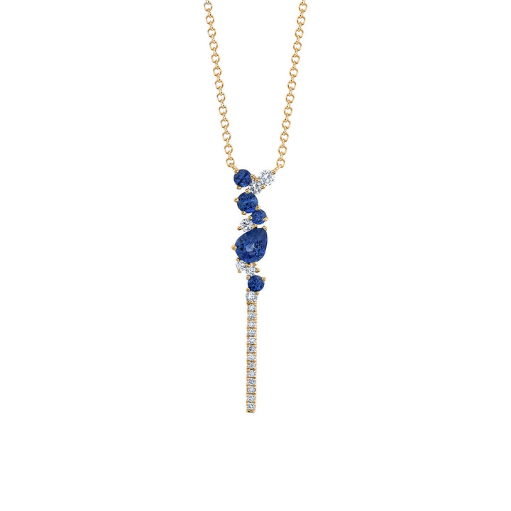 Blue Sapphire & Diamond Bar Necklace