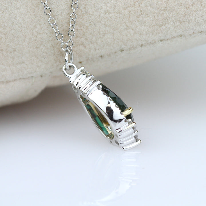 Green Tourmaline & Diamond Halo Necklace