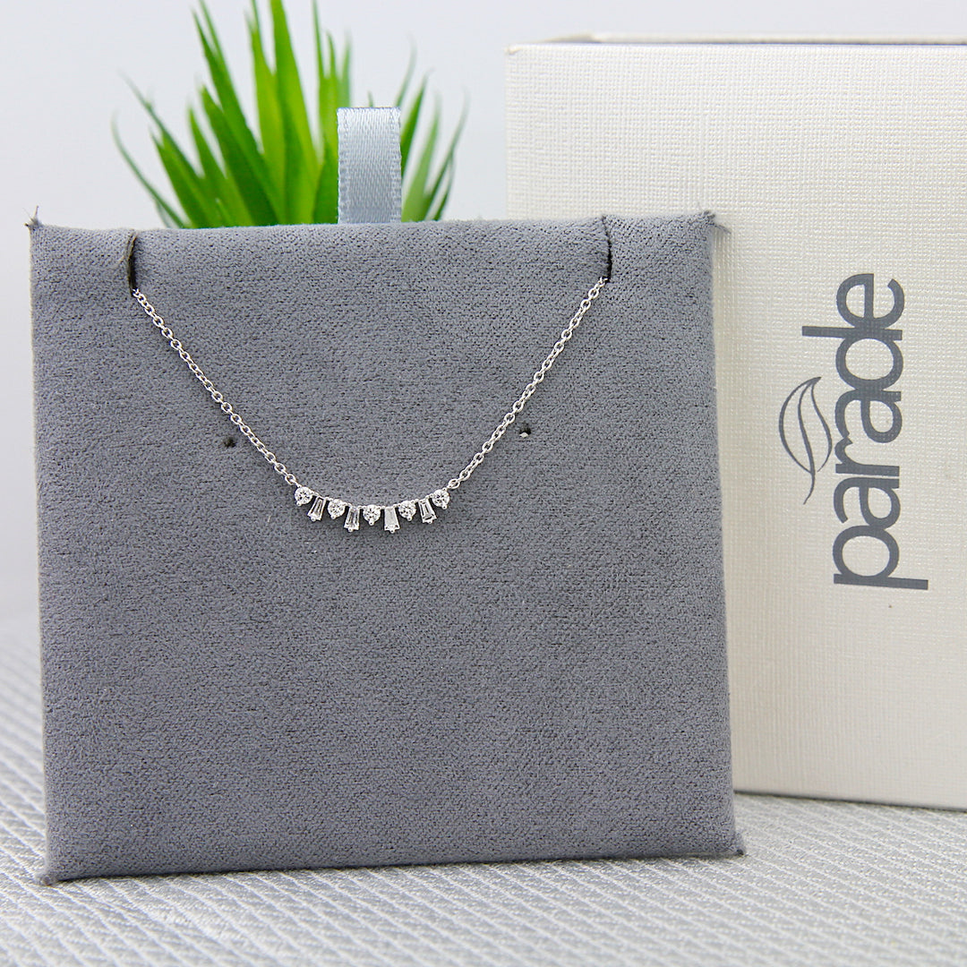 Round & Baguette Diamond Necklace